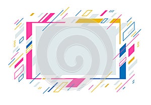 Artistic colorful frame with different elements isolated over white, vector abstract background art style bright shiny colors,