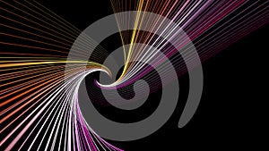 Artistic Colorful Red Purple Yellow Light Curved Lines Twisted Spiral Motion Purple And Isolated On Black Background