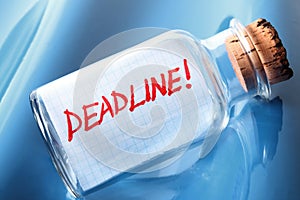 An artistic concept of a message in a bottle deadline