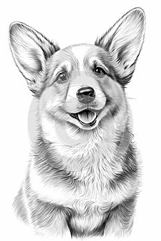 Artistic Corgi Dog Coloring Page - Detailed Canine Sketch photo