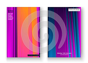 Artistic cover set design vector illustration. Neon blurred purple gradient. Abstract retro style texture geometric lines pattern
