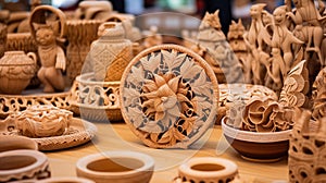 Artistic creations from pottery kilns showcase craftsmanship.AI Generated