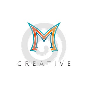 Artistic creative letter M vector logo design symbol icon for branding and identity