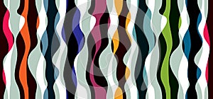 Artistic curve lines seamless pattern, abstract colorful vector