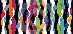 Artistic curve lines seamless pattern, abstract colorful vector