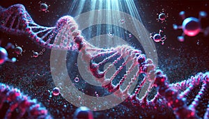 CRISPR Gene Therapy DNA Strand in Neon Colors photo