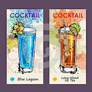Artistic decorative cocktail menu.