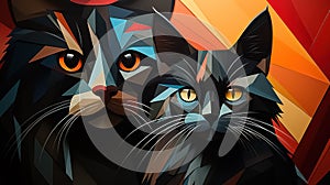 Artistic Demon-Possessed Cat Illustration. AI generation