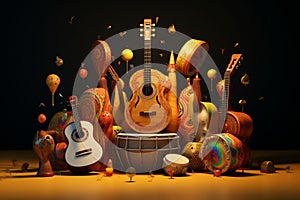 Artistic depiction of Hispanic music instruments