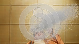 White Drug Below the Glass Table