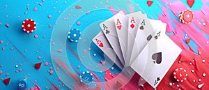 Artistic Depictions of Casino Card Games: Poker, Blackjack, and Baccarat. Concept Casino Card photo