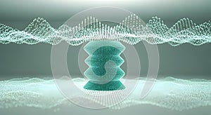 Abstract Digital Landscape, Glowing Dots, Waveform, Data Visualization