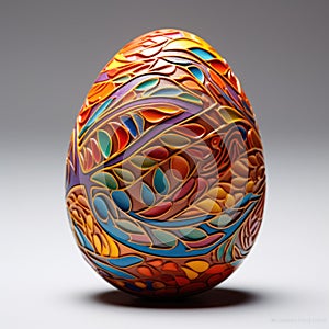 An artistic egg with colorful designs on it, AI