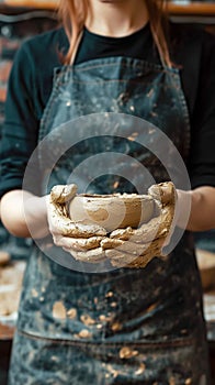 Artistic endeavor Unrecognizable woman crafts a ceramic bowl, turning passion into profit