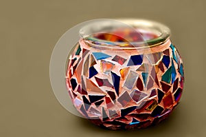 Artistic Ethnic Mosaic glass candle holder