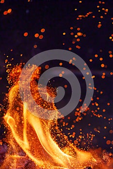 artistic fire background with sparkles