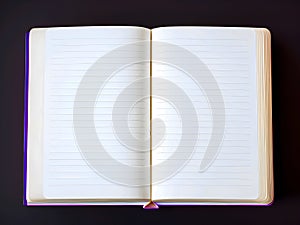 Artistic Flat Lay of an Open Notebook on a Dark Background