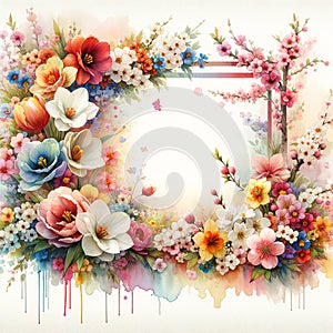 Artistic Floral Elegance: Watercolor Art Background for Wedding Stationery