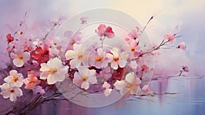 Artistic Floral Painting of Delicate Spring Flowers in Pastel Tones Perfect for Elegant Backgrounds