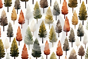 Artistic Forest watercolor pattern. Generate Ai