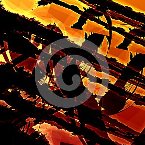 Artistic Fractal Grunge. Modern Art Background. Abstract Old Texture. Grungy Illustration Design. Dark Brown Rusty Orange Colors.