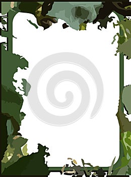 Artistic frame with spots in green tones isolated