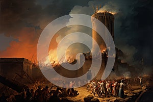 Artistic French Revolution Depiction: Concept for Bastille\'s Fall, Birth of Democracy, and Independence Day Celebration.