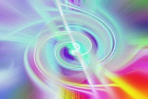 an artistic fusion of elements abstract twirl spiral rotational background, green blue magic design round whirl, and space swirl