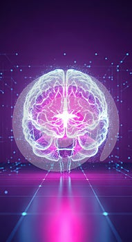 Brain Visualization AI, Neural Network, Cognitive, Futuristic, Digital Brain, Concept