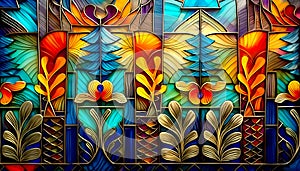 An artistic generated abstract image with colour ink infills