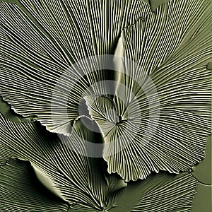 Artistic Ginkgo Leaf Texture on Green Background