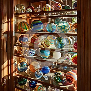 Artistic Glass Marbles Display