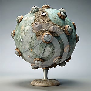 Artistic Globe Structure with Earthy and Metallic Textures photo