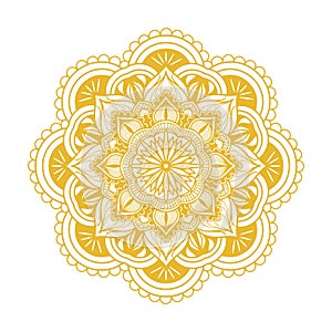 Artistic gold mandala on white background