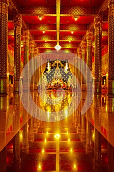 Artistic Golden Buddha Image in Buddha Temple
