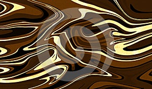 Artistic golden decoration brown flowing lines liquefaction background