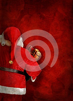 Artistic greeting card or poster design with Santa Claus doll