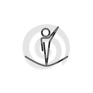 Artistic gymnastics trampoline athletes line icon