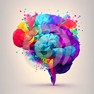 Artistic human brain in many different colours.