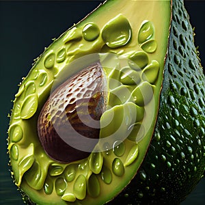 Artistic Illustration AI avocado cut half with ill in her pulpe