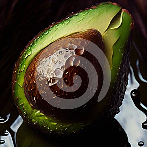 Artistic Illustration AI avocado cut half with irregularities in pulp