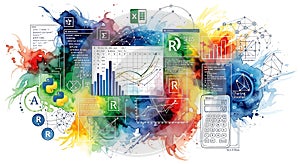 Data Science Tools and Libraries Artistic Watercolor Presentation Illustration