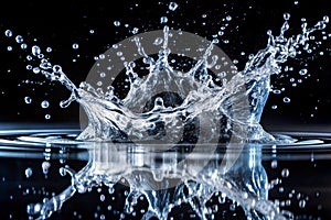 Abstract splashes of water on a black background photo