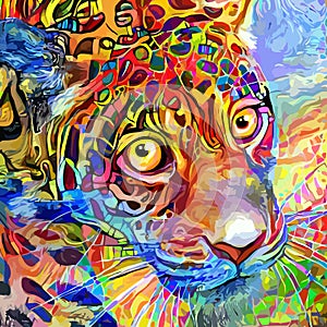 Artistic Impressionist Big Cat Leopard Portrait Painting