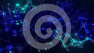 Artistic infographics binary numbers rotation. Technology Network Data Connection