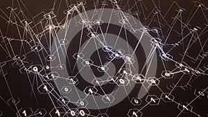 Artistic infographics binary numbers rotation. Technology Network Data Connection