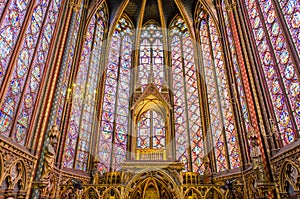 Artistic interior of the Sainte Chapelle in Paris
