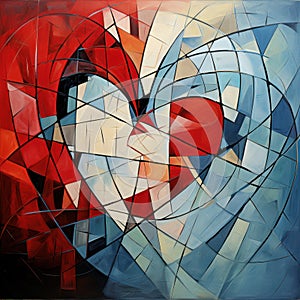 Artistic interpretation of love with a cubist twist and abstract elements. AI generation