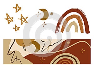 Artistic Modern Terracotta Banners Palette Background Brush Texture Handdrawn Graphic Terrazzo Elements Tile And Abstract Lines