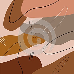 Artistic Modern Terracotta Palette Background Brush Texture Handdrawn Graphic Terrazzo Elements Tile And Abstract Lines And Shapes